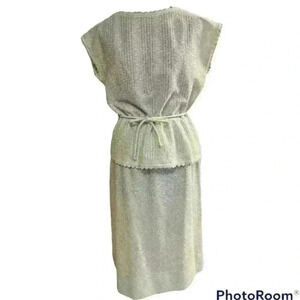 Vintage My Latest Leslie Fay 70’s Midi Skirt Top Set Sheer Mint.